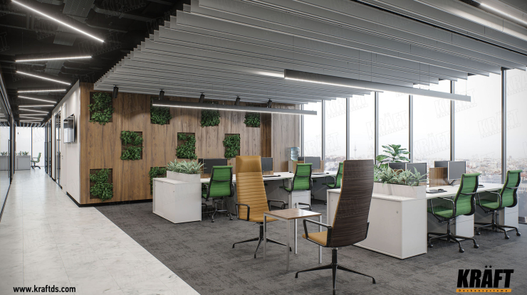 Screen ceiling and special lighting - how to transform the office? (+12 photo)