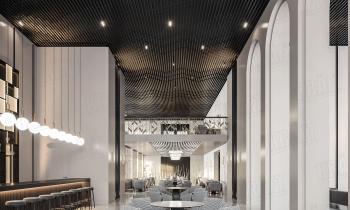 Cube-shaped rail in a hotel interior is much more than it seems
