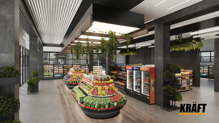 Modern linear strip ceiling: the optimal choice for minimarkets