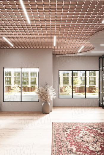 Pyramidal Open Cell Ceiling: The Art of Volume in Modern Interiors
